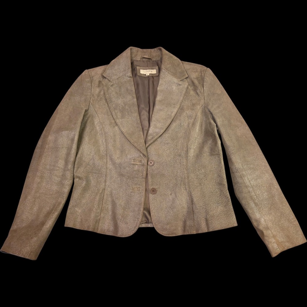 SORBE Sz Medium Suede Leather Jacket Brown‎ Metallic